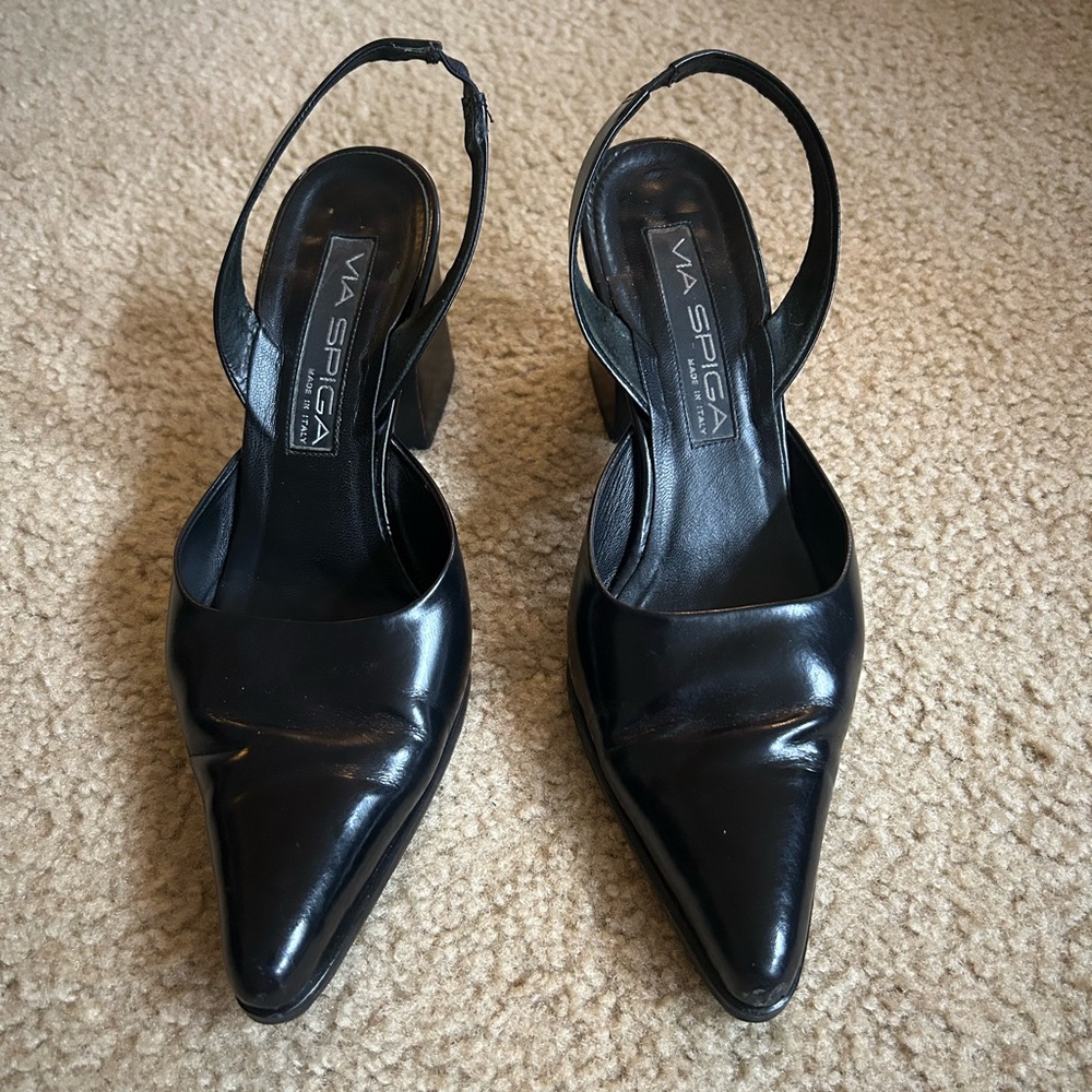 Via Spiga Classic Black Slingback Heels